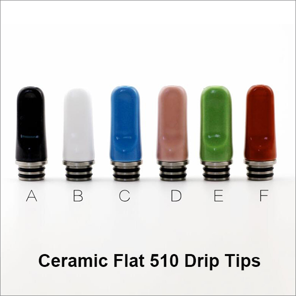 Ceramic Flat 510 Drip Tips 6 Colors